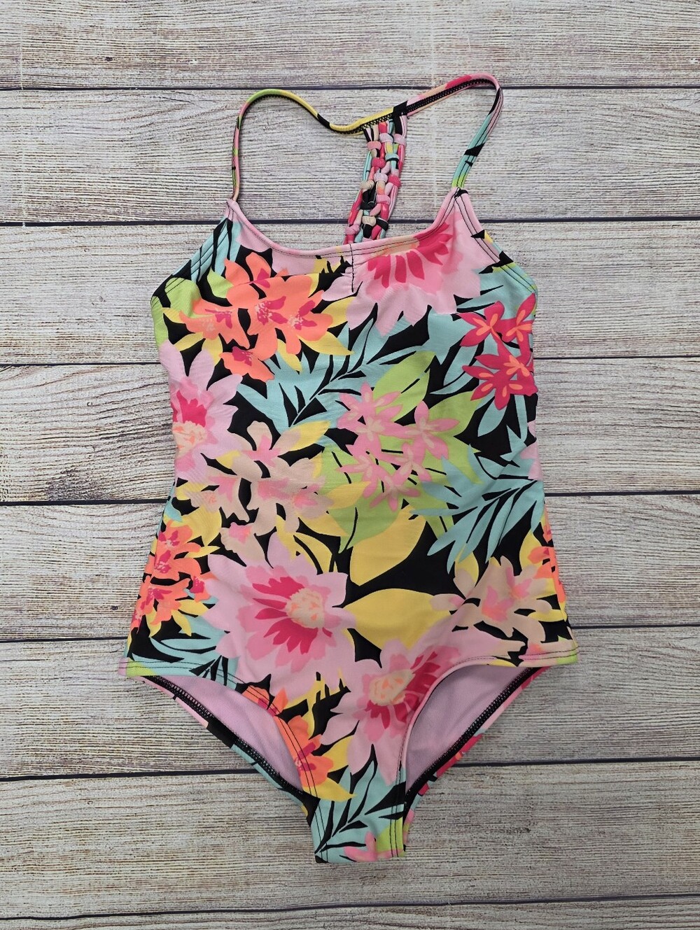 art class Pink Floral Tropical One-Piece Swimsuit Size Small 6/7